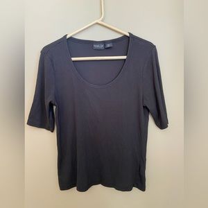 Rachel Zoe Stretch 3/4 Length Sleeve, Large, Black Top